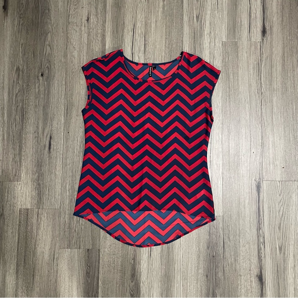 Chevron Print Chiffon Blouse